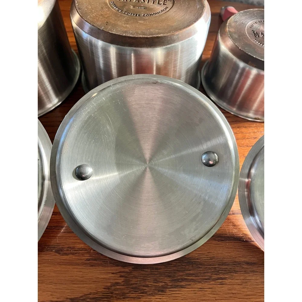 NapaStyle Stainless Steel Copper Bottom Saucepan Pot Set with Lids 3 Piece Red